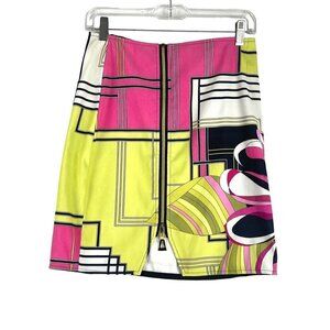 Linda Siegel womens vintahe 90s color block mini skirt size 4 full front zip